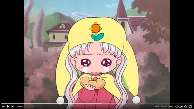 Screencap of cute Princess Silver crying because of her cream bun having its cream stolen by Ninjippi and Gomaato